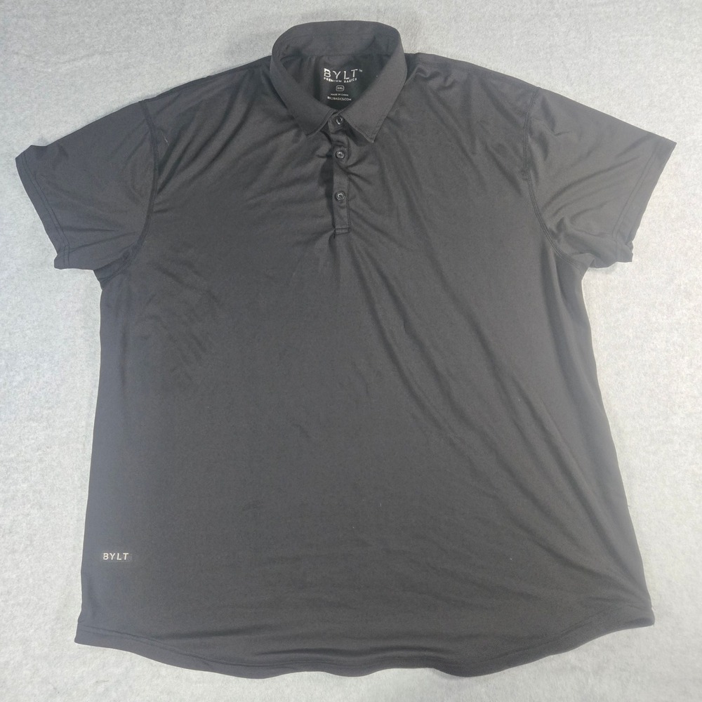 BYLT Premium Basics Mens 3XL Black Drop-Cut Polo Short Sleeve Athletic Shirt